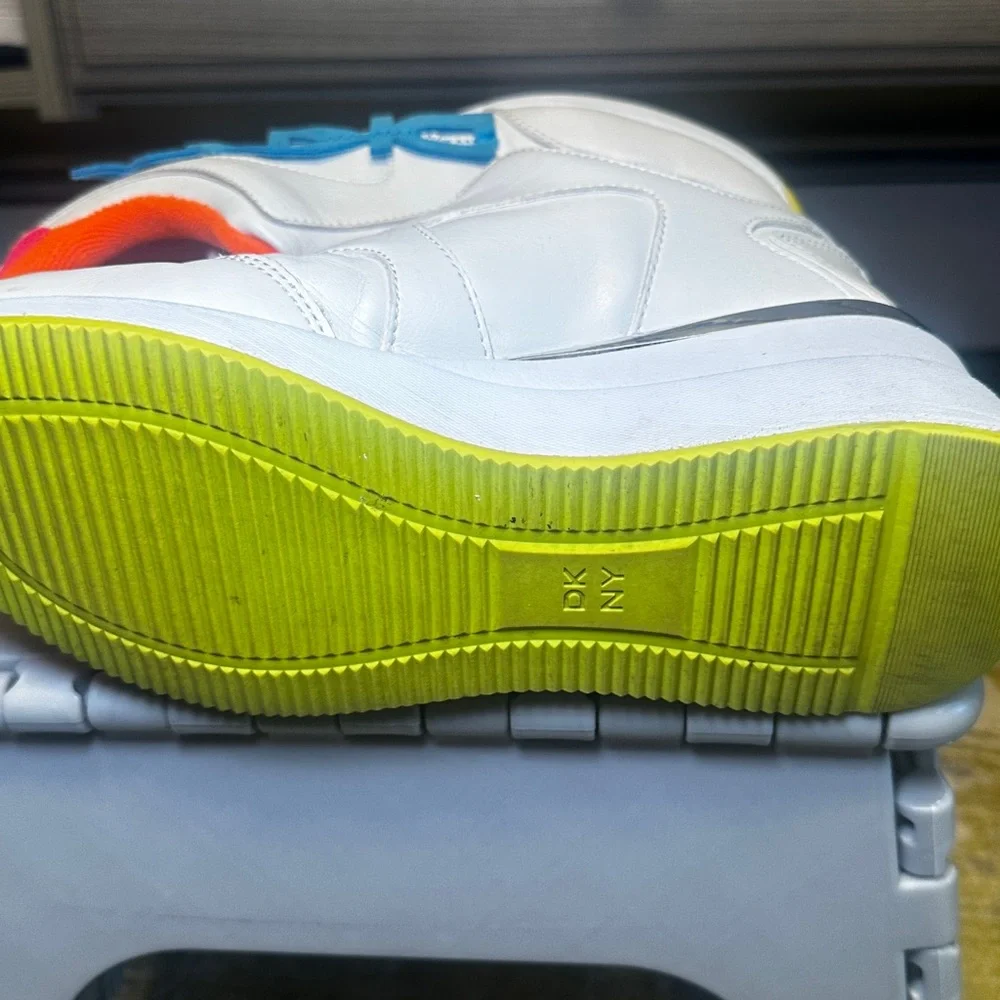 DKNY White Sneakers with Blue and Pink Accents - Picture 4 of 5